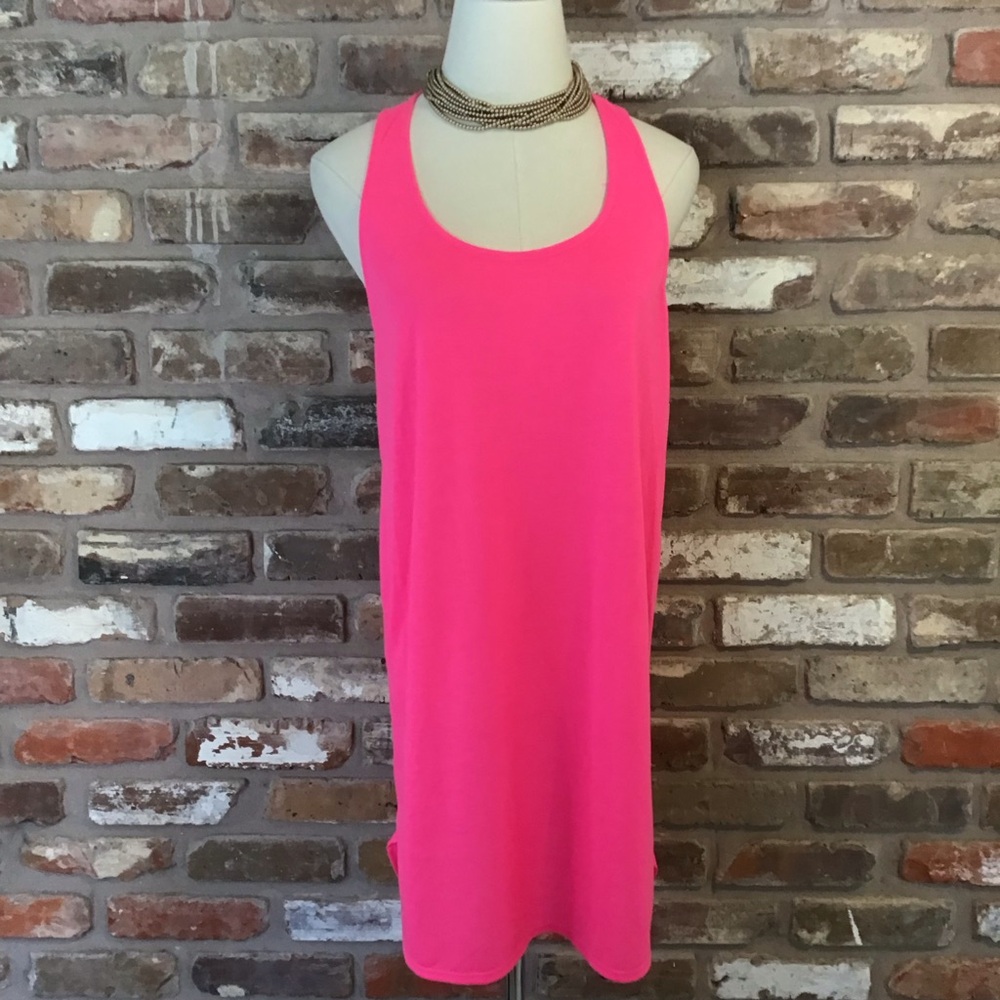 OP Women's Neon Pink Racerback Swim Coverup L NEW - Picture 2 of 7
